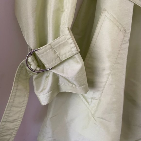 INC vintage Y2K chartreuse trench, sz S - Picture 3 of 5